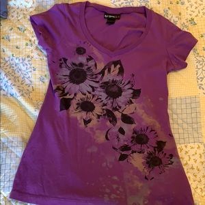 Purple short sleeve v neck